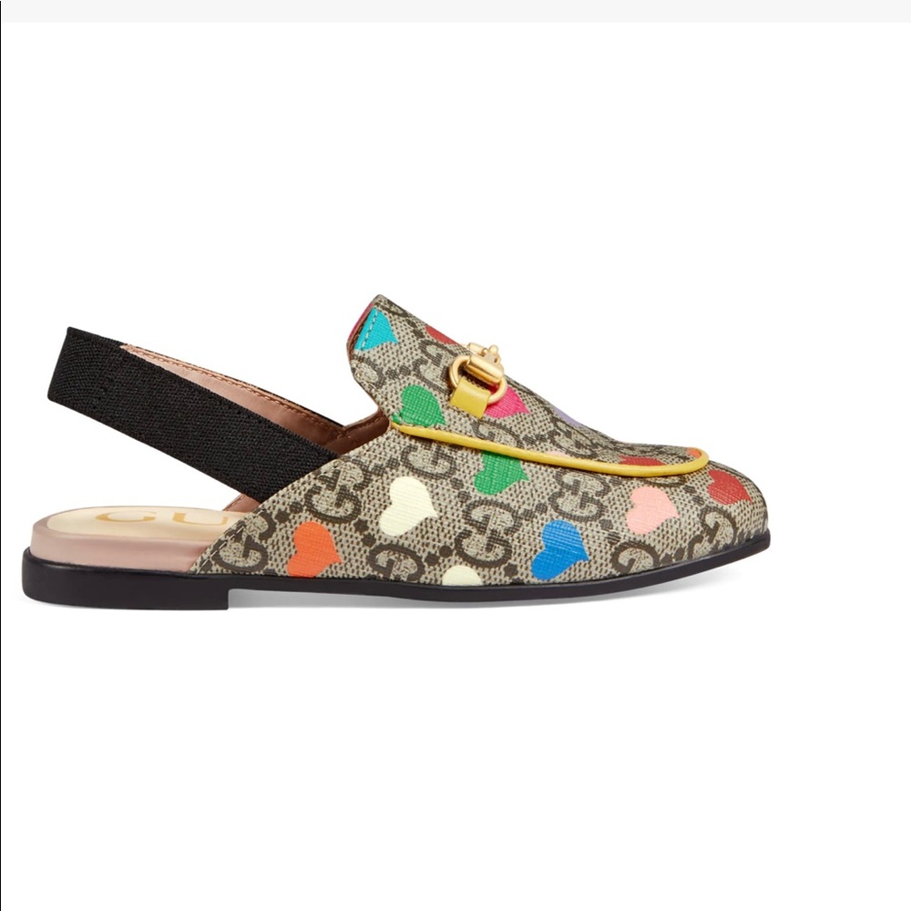 Gucci Girls princetown heart slippers